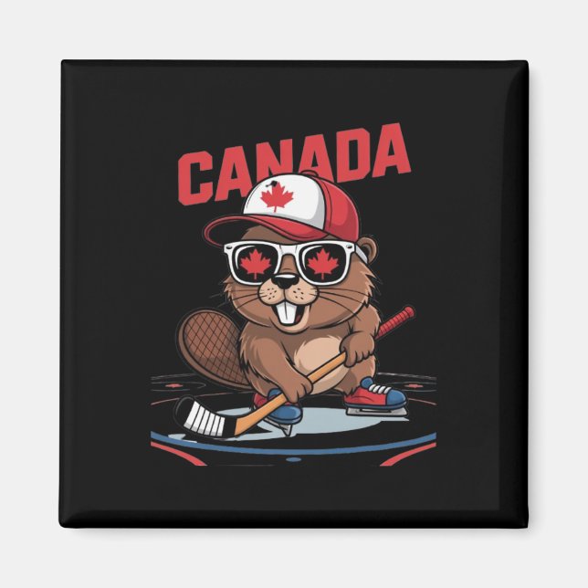 Íman Bandeira Canadense Folha de Bordo Castor Óculos de (Frente)