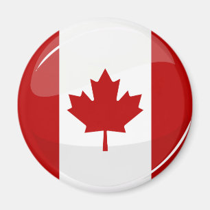 Íman Bandeira canadense redonda lustrosa