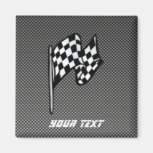 Íman Bandeira Checkered do olhar da fibra do carbono