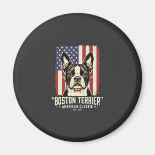 Íman Bandeira Clássica Americana Boston Terrier