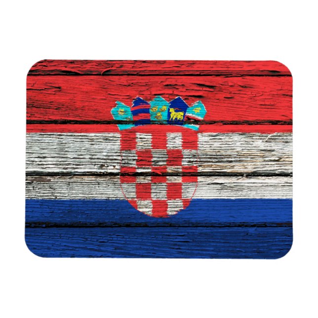 Íman Bandeira croata com efeito de grão de madeira gros (Horizontal)