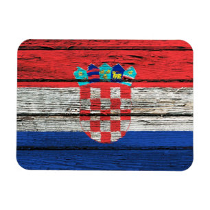 Íman Bandeira croata com efeito de madeira áspero da