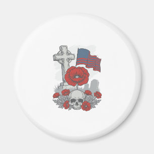 Íman Bandeira Cruz da Papoula Memorial Vetor de Gravura