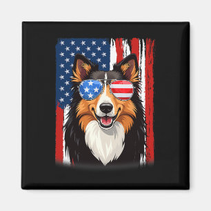 Íman Bandeira Da América EUA Collie Áspero Cão 4 De Jul