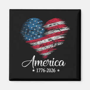Íman Bandeira da América EUA Coração 1776 2026 4 de Jul