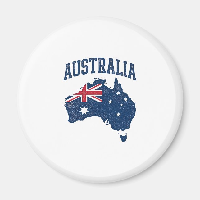 Íman Bandeira da Austrália Mapa Gráfico Antigo Maltrata (Frente)