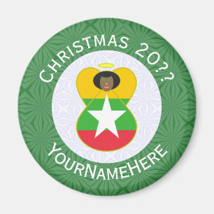 Íman Bandeira da Birmânia Myanmar Anjo Natal Personaliz