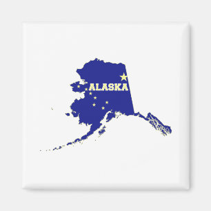 Íman Bandeira da forma do estado de Alaska com nome
