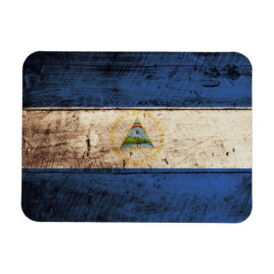 Íman Bandeira da Nicarágua no Velho Cinza de Madeira