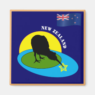 Íman Bandeira da Nova Zelândia & Kiwi Bird viagem, fer