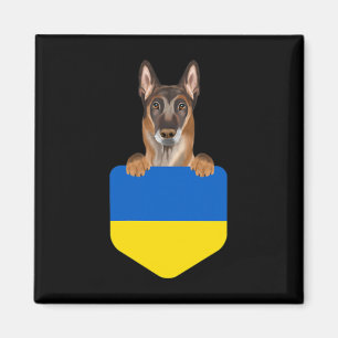 Íman Bandeira da Ucrânia Cachorro Malinoi Belga no Bols