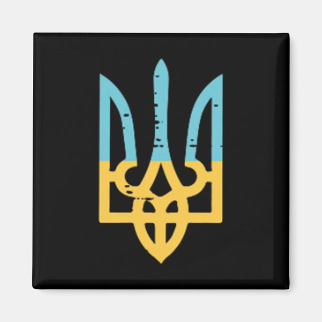 Íman Bandeira da Ucrânia Tridente Bolso Crista Ucranian (Frente)
