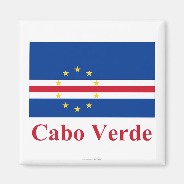Íman Bandeira de Cabo Verde com Nome em Português (Frente)