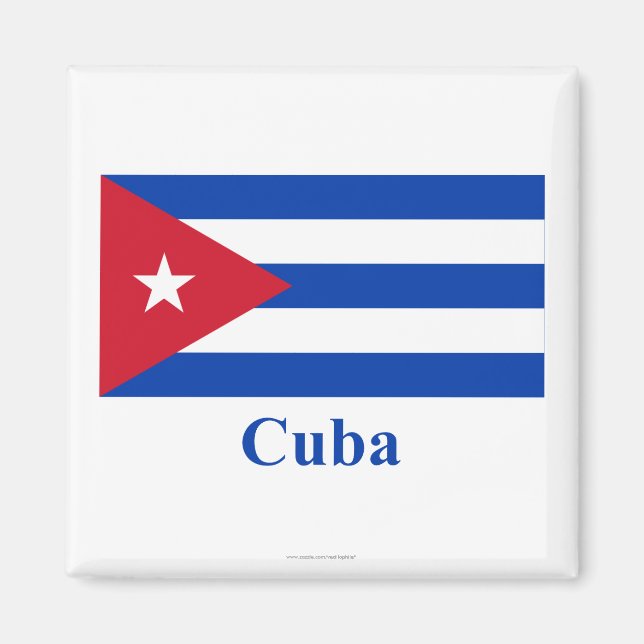 Íman Bandeira de Cuba com Nome (Frente)