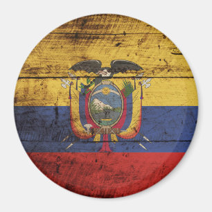 Íman Bandeira de Equador na grão de madeira velha