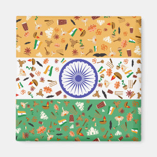 Íman Bandeira de India com artigos culturais
