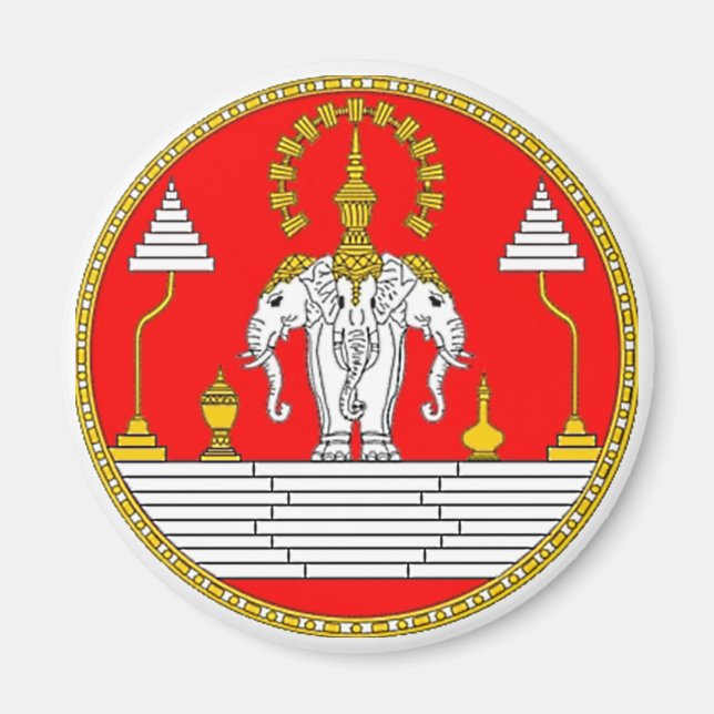 ÍMAN BANDEIRA DE LAOS TRÊS ELEFANTE DE CABEÇA (Frente)