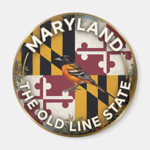 Íman 🦜 Bandeira de Maryland e Patrimônio do Baltimore