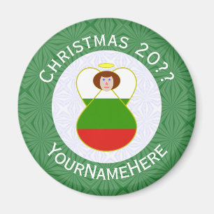 Íman Bandeira de Natal Anjo Búlgaro Personalizada