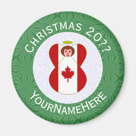 Íman Bandeira de Natal do Anjo Canadense Personalizada 