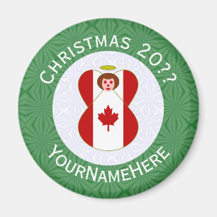 Íman Bandeira de Natal do Anjo Canadense Personalizada