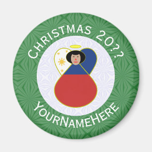 Íman Bandeira de Natal do Anjo Filipino Personalizada 