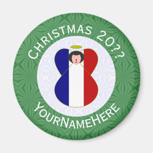 Íman Bandeira de Natal do Anjo Francês Personalizada