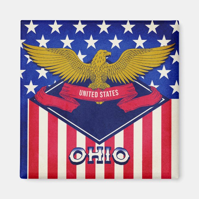 Íman Bandeira de Ohio EUA (Frente)