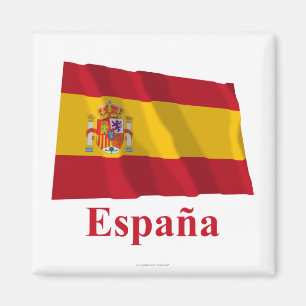Íman Bandeira de ondulação da espanha com nome no