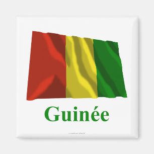 Íman Bandeira de ondulação da Guiné com nome em fran