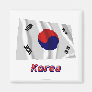 Íman Bandeira de ondulação de Coreia do Sul com nome
