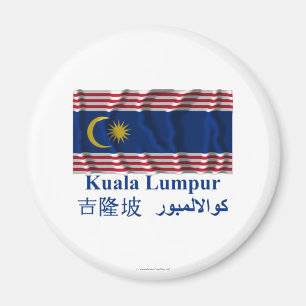 Íman Bandeira de ondulação de Kuala Lumpur com nome