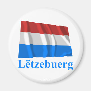 Íman Bandeira de ondulação de Luxembourg com nome em