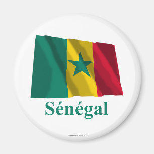 Íman Bandeira de ondulação de Senegal com nome em