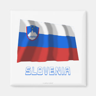 Íman Bandeira de ondulação de Slovenia com nome