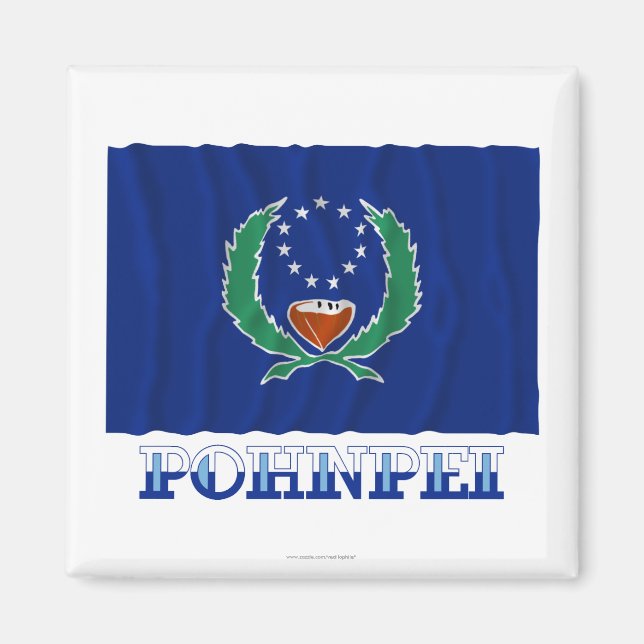 Íman Bandeira de Pohnpei, com nome (Frente)