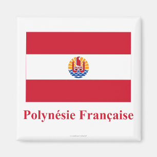 Íman Bandeira de Polinésia francesa com nome em franc