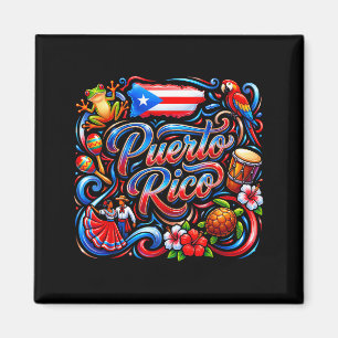 Íman bandeira de porto rico floral sapo boricua hispâni