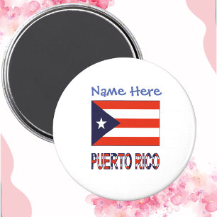Íman Bandeira de Porto Rico Personalização Azul