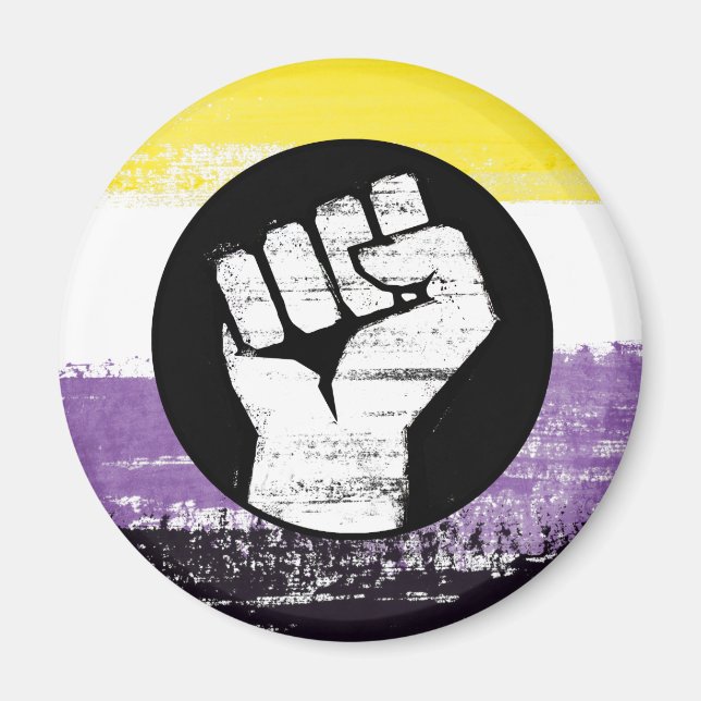 Íman Bandeira de Protesto Pintada Não Binária (Frente)