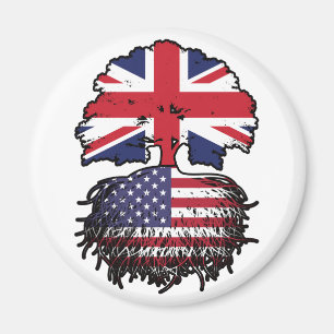 Íman Bandeira de Raízes de Árvore Britânica Americana