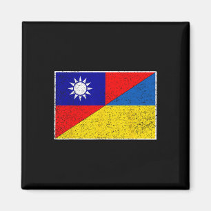 Íman Bandeira de Taiwan Ucrânia Suporte Taiwaniano Ucra