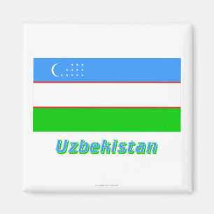 Íman Bandeira de Uzbekistan com nome