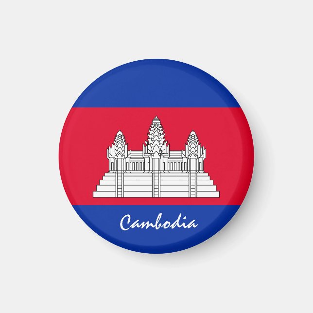 Íman Bandeira do Camboja e Ásia - fãs de viagem/esporte (Frente)