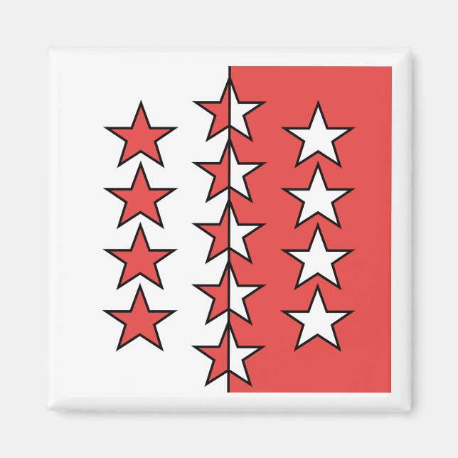 Íman Bandeira do Cantão de Valais, Suiça (Frente)