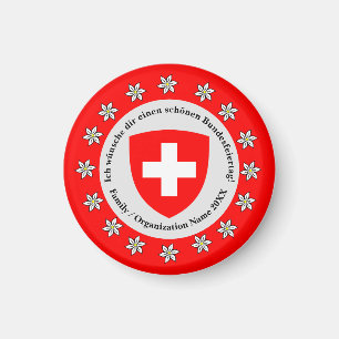 Íman Bandeira do Dia Nacional Suíço Edelweiss  
