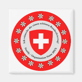 Íman Bandeira do Dia Nacional Suíço Edelweiss