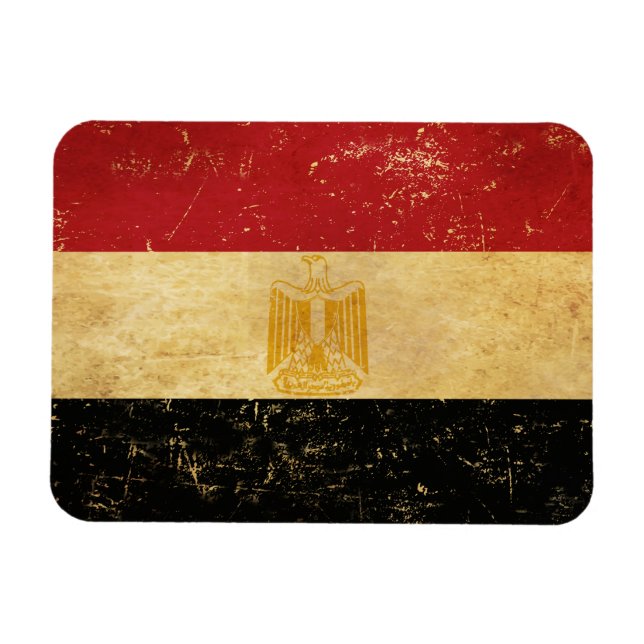 Íman Bandeira do Egito Design Grunge Vintage (Horizontal)