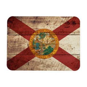 Íman Bandeira do Estado da Flórida em Old Wood Grain
