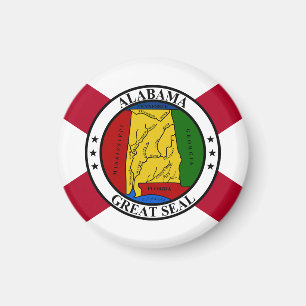 Íman Bandeira do Estado do Alabama/selo do Estado sobre